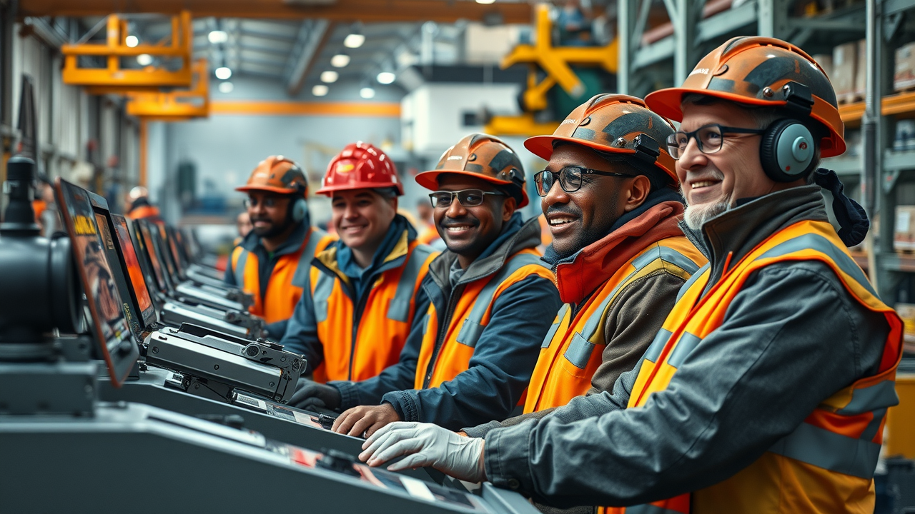 Diverse shipyard workforce at Ingalls Shipbuilding assembling DDG(X) guided missile destroyers; teamwork and advanced machinery in action