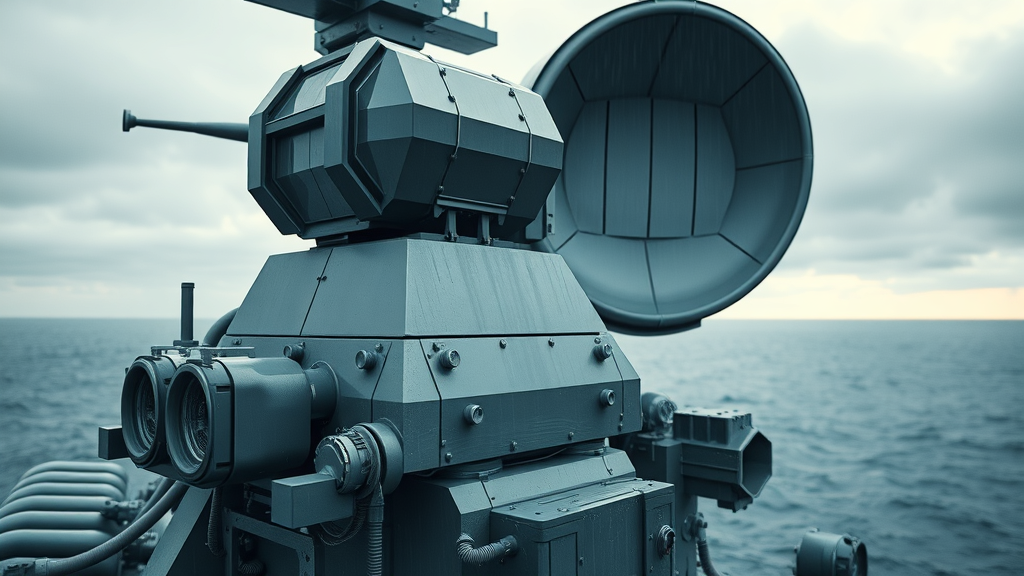 close-up of SPY-6 radar system atop a Flight III destroyer, demonstrating advanced missile defense innovation for Arleigh Burke-class destroyers at Pascagoula