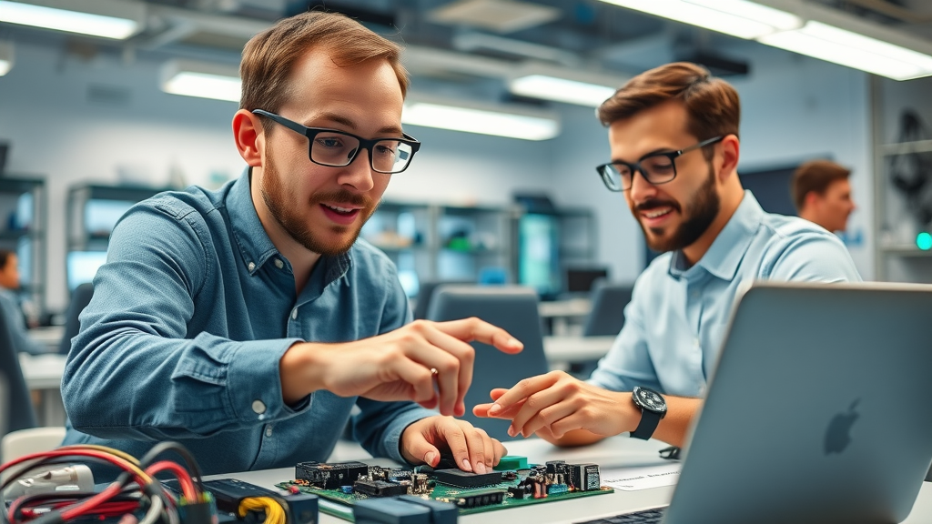 AI instructor guiding adult trainees on hands-on machine learning project at Gulf Coast Community College