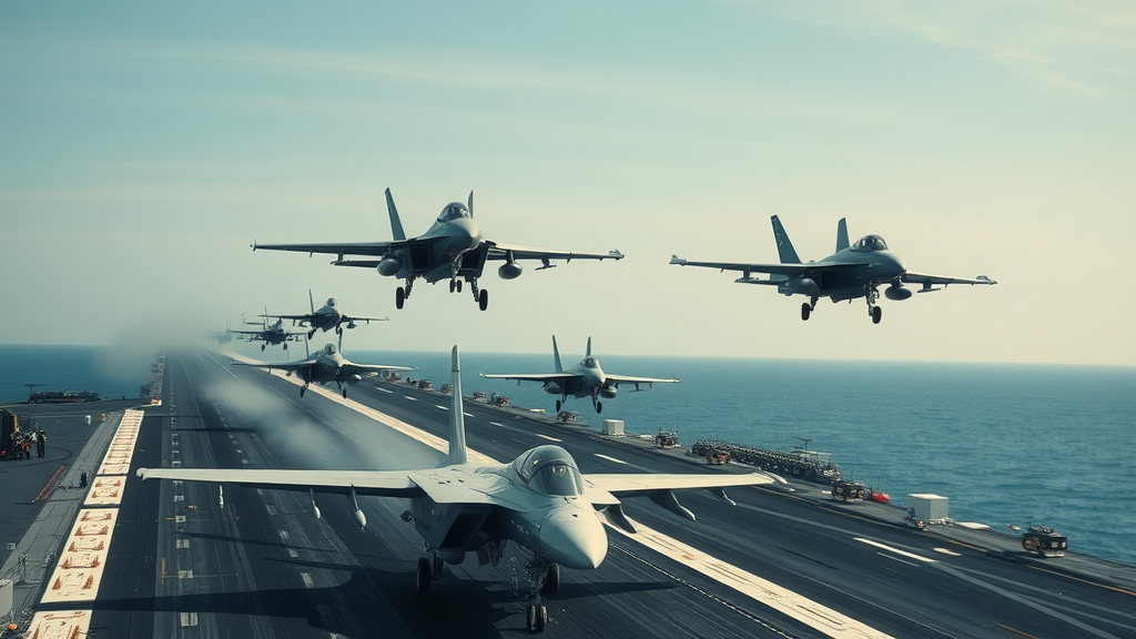 naval aircraft taking off and landing on the USS John F. Kennedy, flight deck, carrier deck, United States Navy, jets in motion