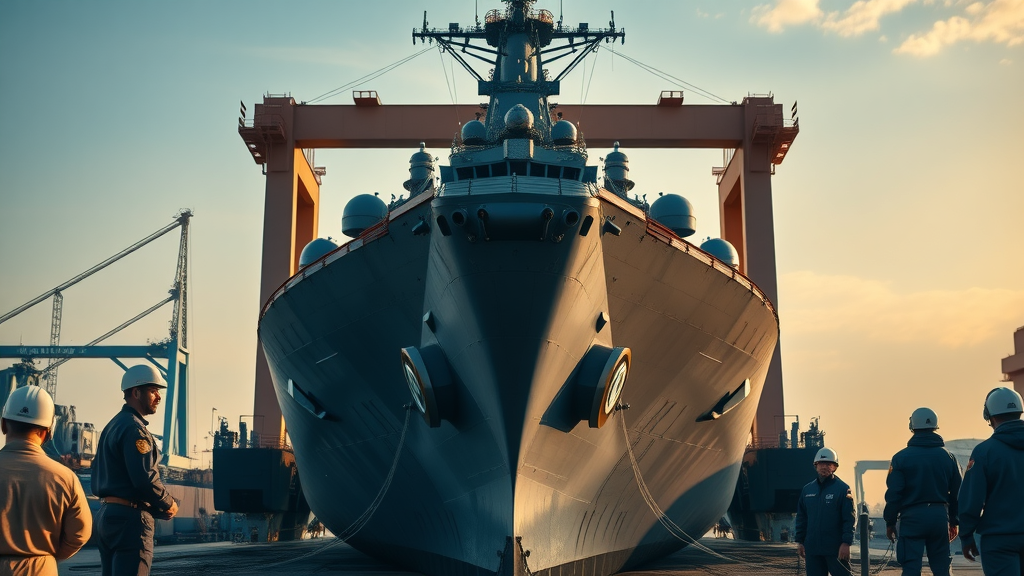 imposing destroyer ship crew launching Ingalls Shipbuilding
