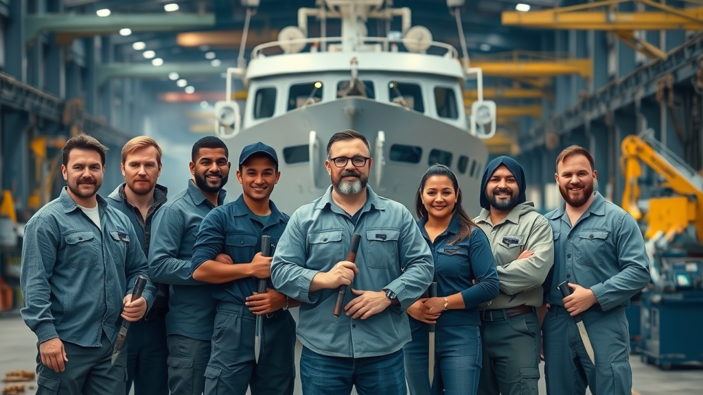 bollinger workforce pascagoula ms diverse workers polar security cutter proud team production floor shipyard cranes welding