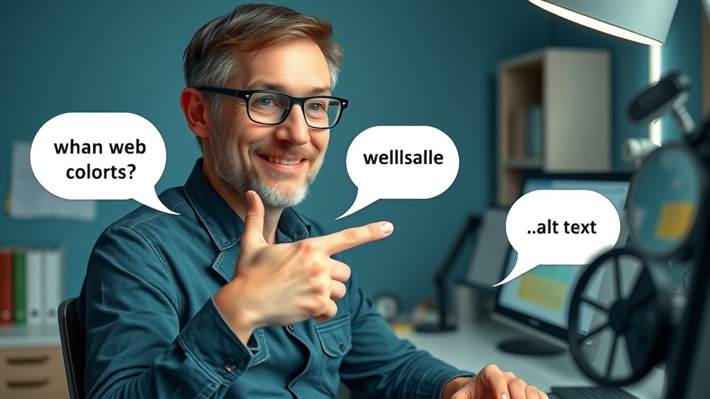 Accessibility expert advising on publisher h1–h4 tag structure and alt text for compliance.