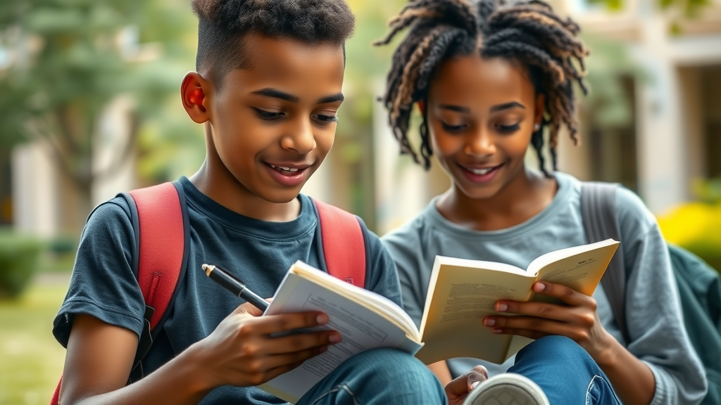 Focused foster youth engaging in academics on college campus environment