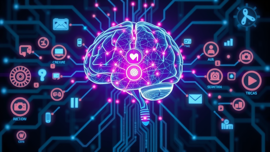 generative ai visual, creative ideas streaming from digital brain for content marketing strategies