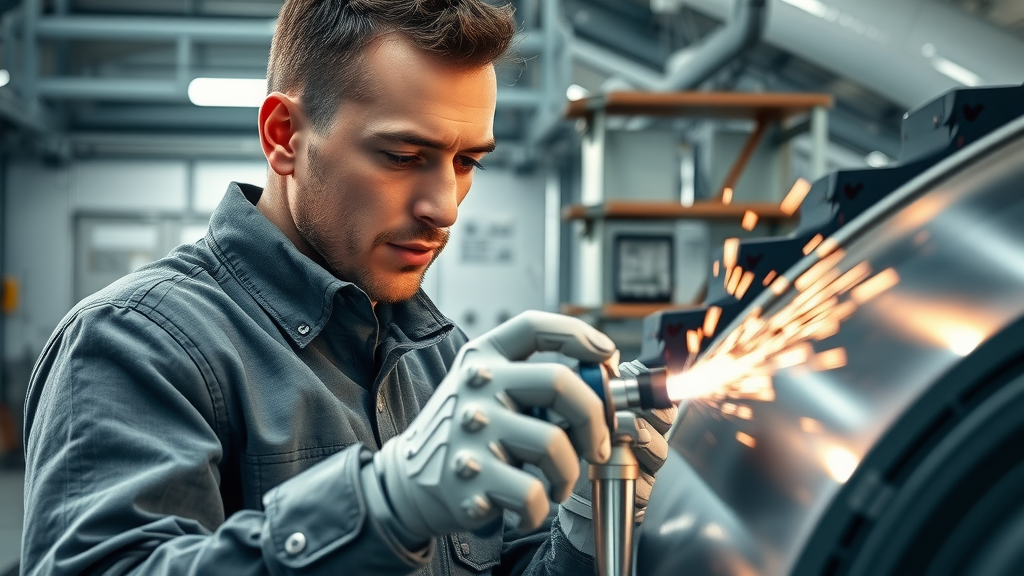 Skilled technician using AI robotic welding technology in Mississippi Gulfcoast shipbuilding