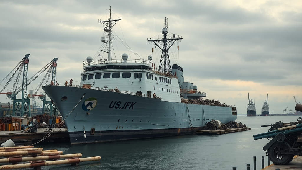 USS John F. Kennedy docked at modern shipbreaking yard, Port of Brownsville, ship channel, rust textures, International Shipbreaking, United States Navy
