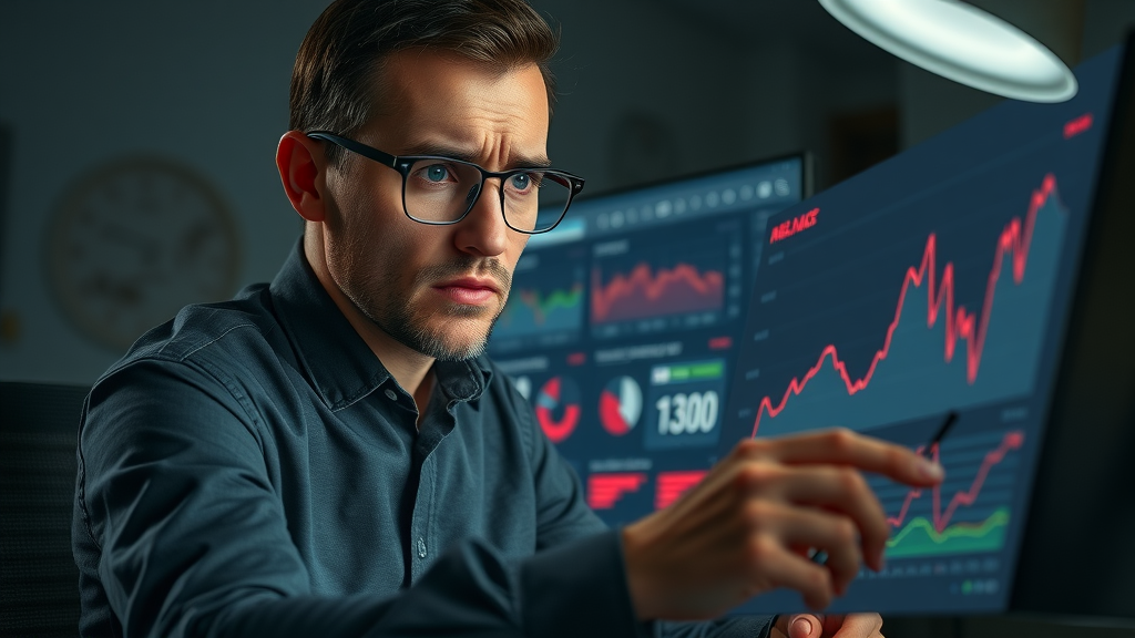 cons of social media - analyst reviewing algorithm impact on organic reach with worried expression