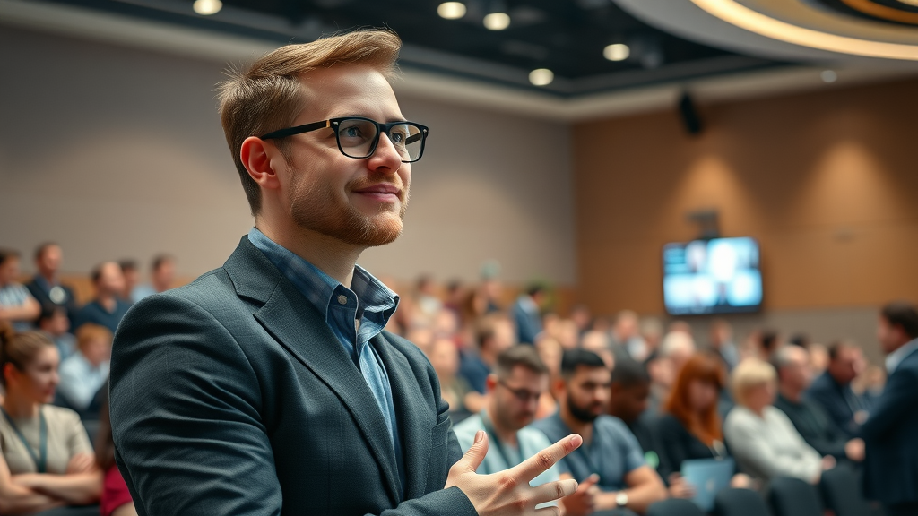 aspiring entrepreneur networking with investors at tech conference | vc fest event