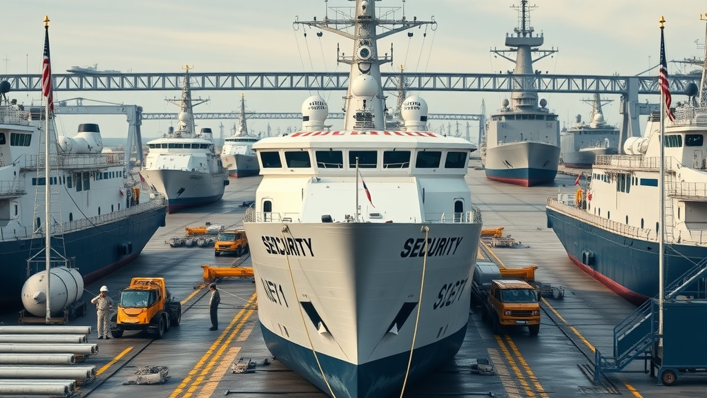 grand National Security Cutter, shipyard workers inspecting vessel, Ingalls Shipbuilding Pascagoula MS