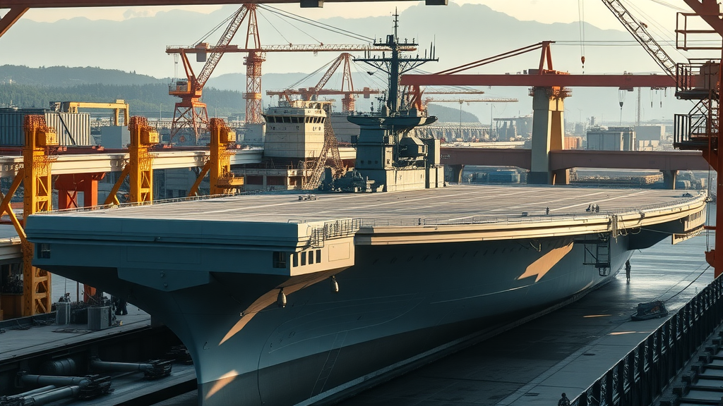 aircraft carrier USS Enterprise in dry dock, shipyard with cranes, dismantling navy ship, uss enterprise currently located at shipbuilding yard