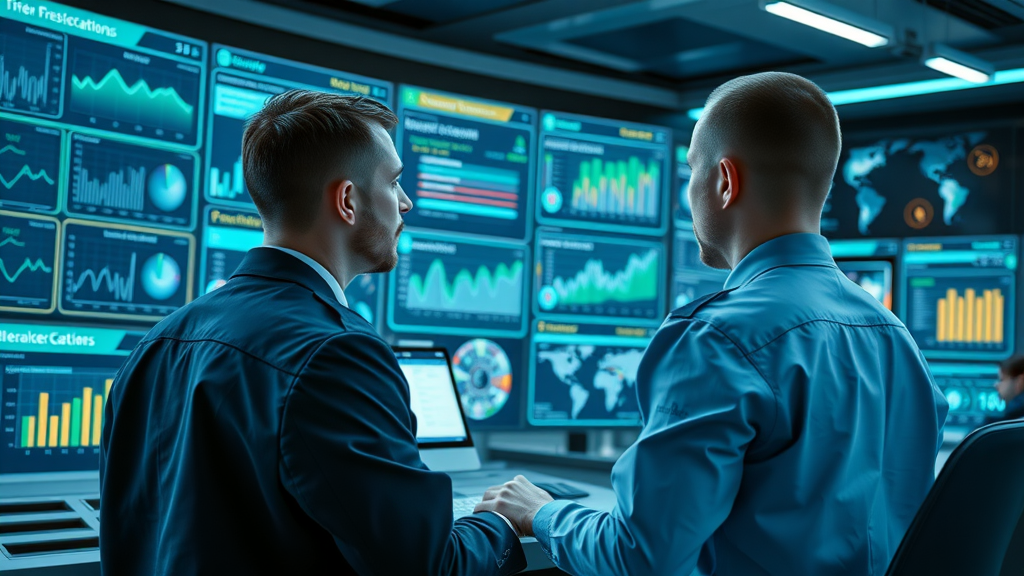 control center with AI-powered predictive analytics optimizing Ingalls Shipbuilding supply chain
