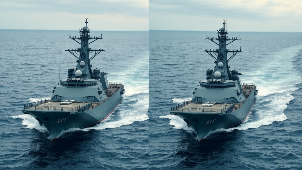side-by-side comparison of Flight II &amp; IIA arleigh burke-class destroyers, upgrades visible